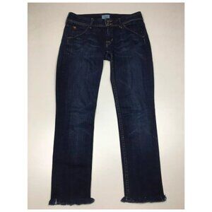 HUDSON Dark Wash COLLIN FLAP Fray Raw Hem 5 Pocket Logo Hardware Skinny Jeans